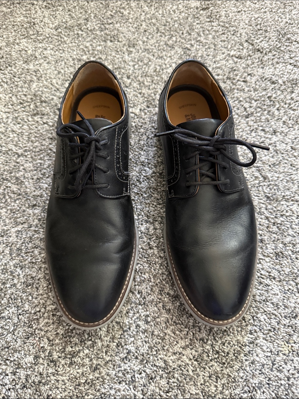 Johnston & Murphy Men's Holden Leather Plain Toe Dress Lace-up Shoe, Black, 10.5